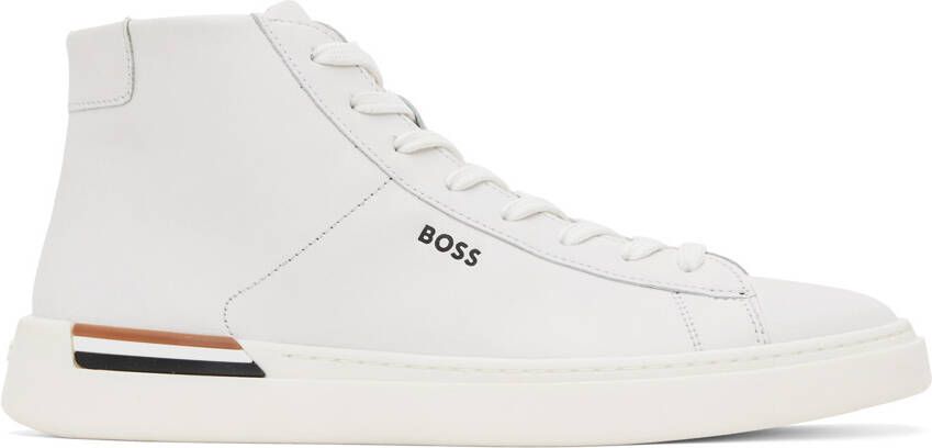 BOSS White Logo High-Top Sneakers - Picture 5