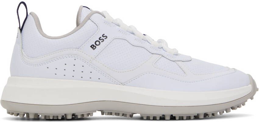 BOSS White Perforated Sneakers - Picture 5