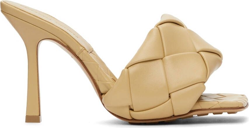 Bottega Veneta Beige Intrecciato Lido Heeled Sandals - Picture 5