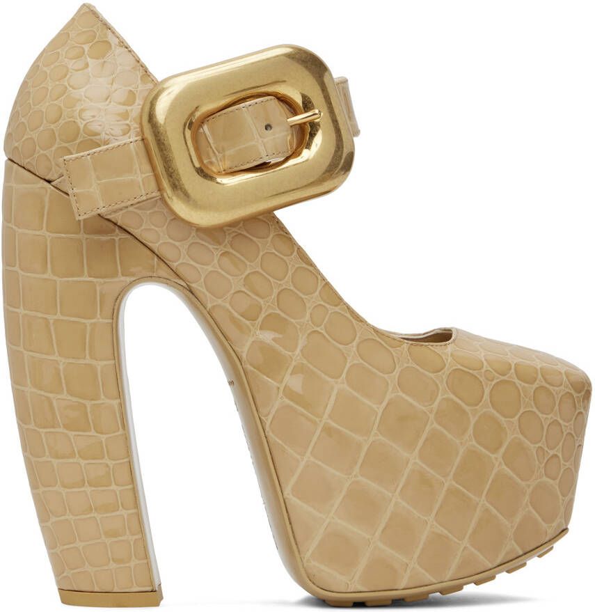 Bottega Veneta Beige Mostra Mary-Jane Pump Heels - Picture 4