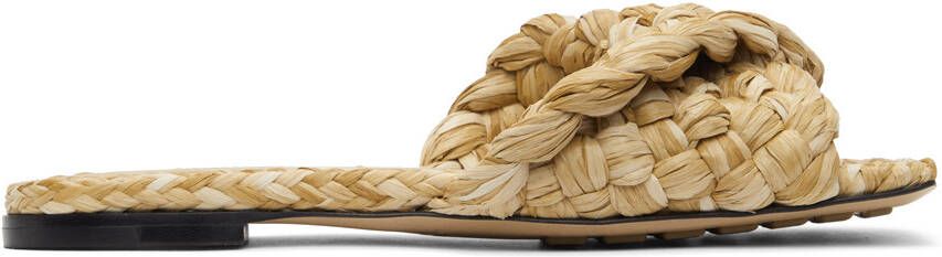 Bottega Veneta Beige Raffia Stretch Flat Sandals - Picture 5