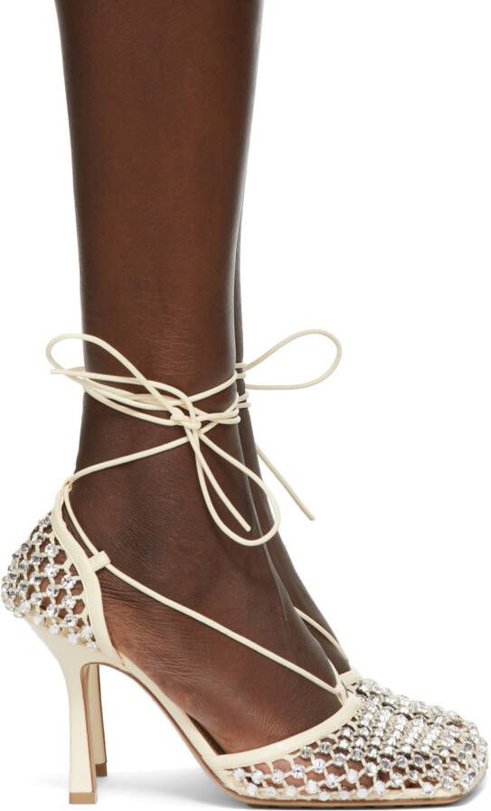 Bottega Veneta Beige Sparkle Stretch Heels - Picture 5