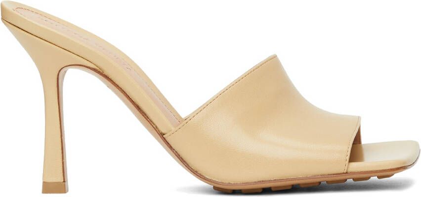 Bottega Veneta Beige Stretch Heeled Mules - Picture 5