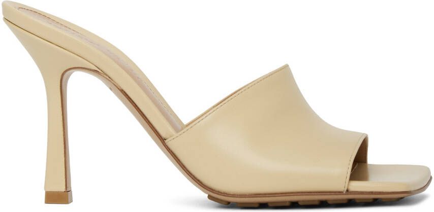 Bottega Veneta Beige Stretch Heeled Mules - Picture 5