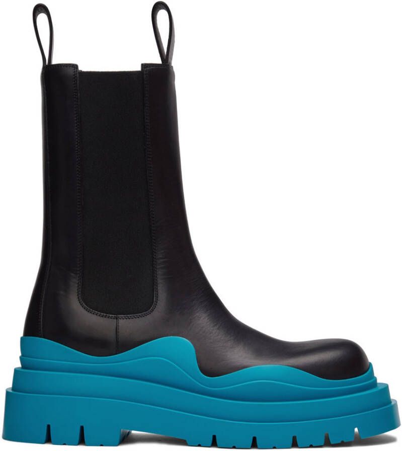 Bottega Veneta Black & Blue Tire Chelsea Boots - Picture 3