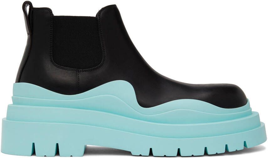 Bottega Veneta Black & Blue Tire Chelsea Boots - Picture 5