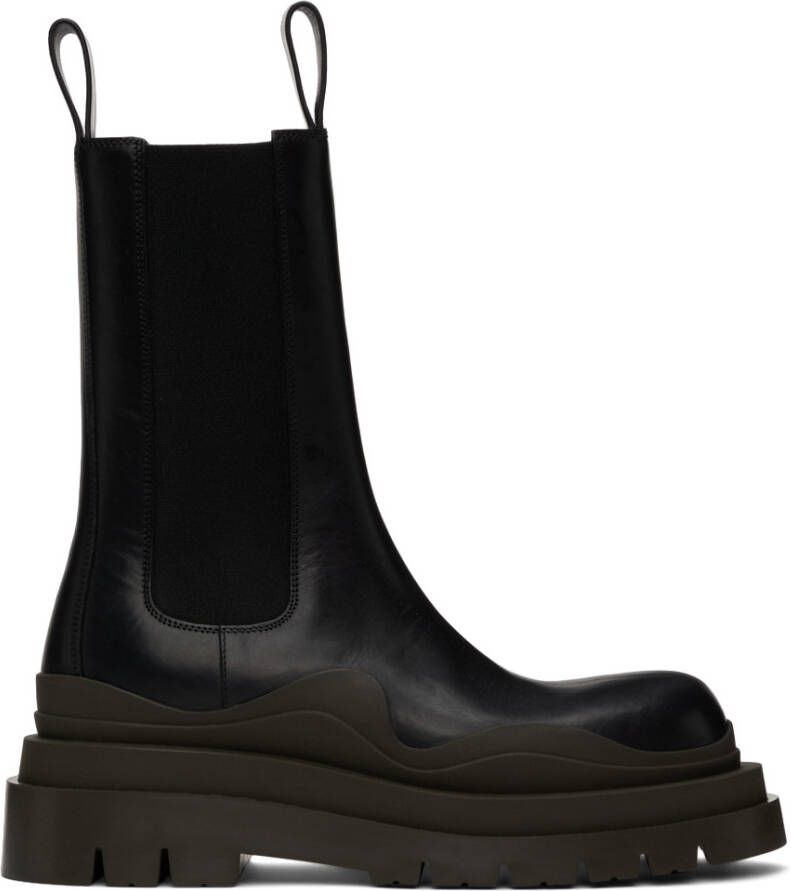 Bottega Veneta Black & Brown Tire Chelsea Boots - Picture 2