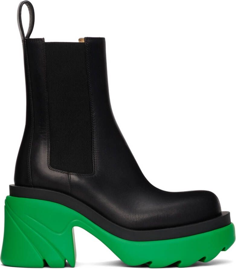 Bottega Veneta Black & Green Flash Boots - Picture 5