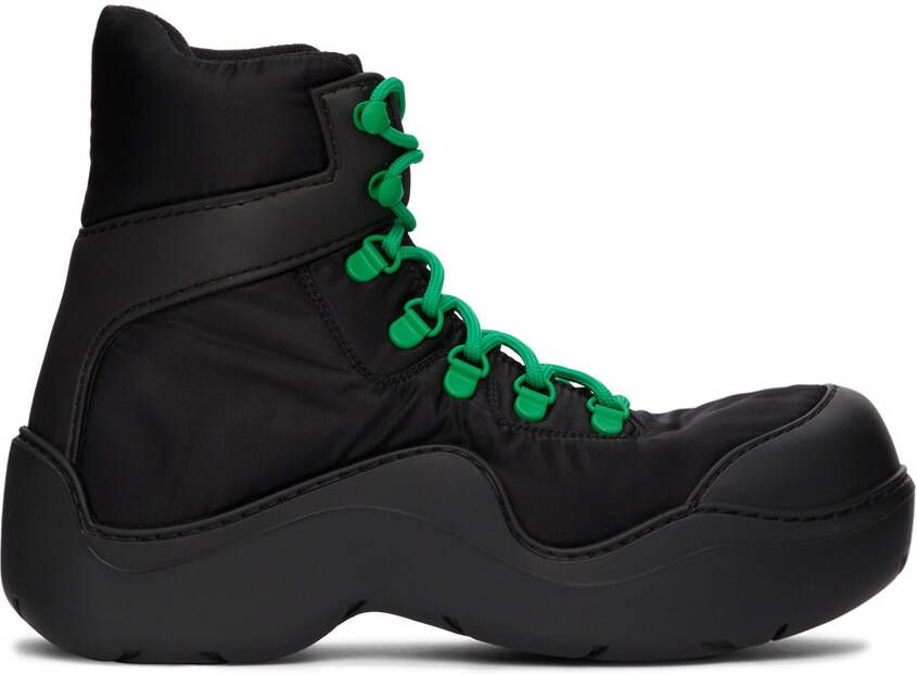 Bottega Veneta Black & Green Puddle Bomber Boots - Picture 5