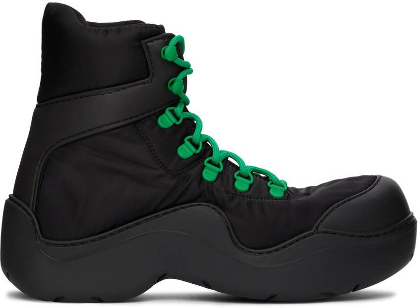 Bottega Veneta Black & Green Puddle Bomber Boots - Picture 5