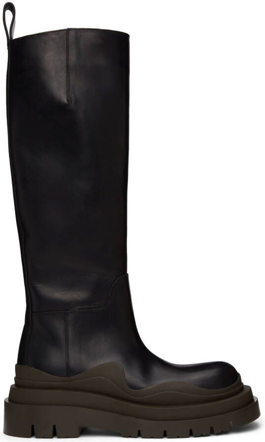 Bottega Veneta Black & Green Tire Tall Boots