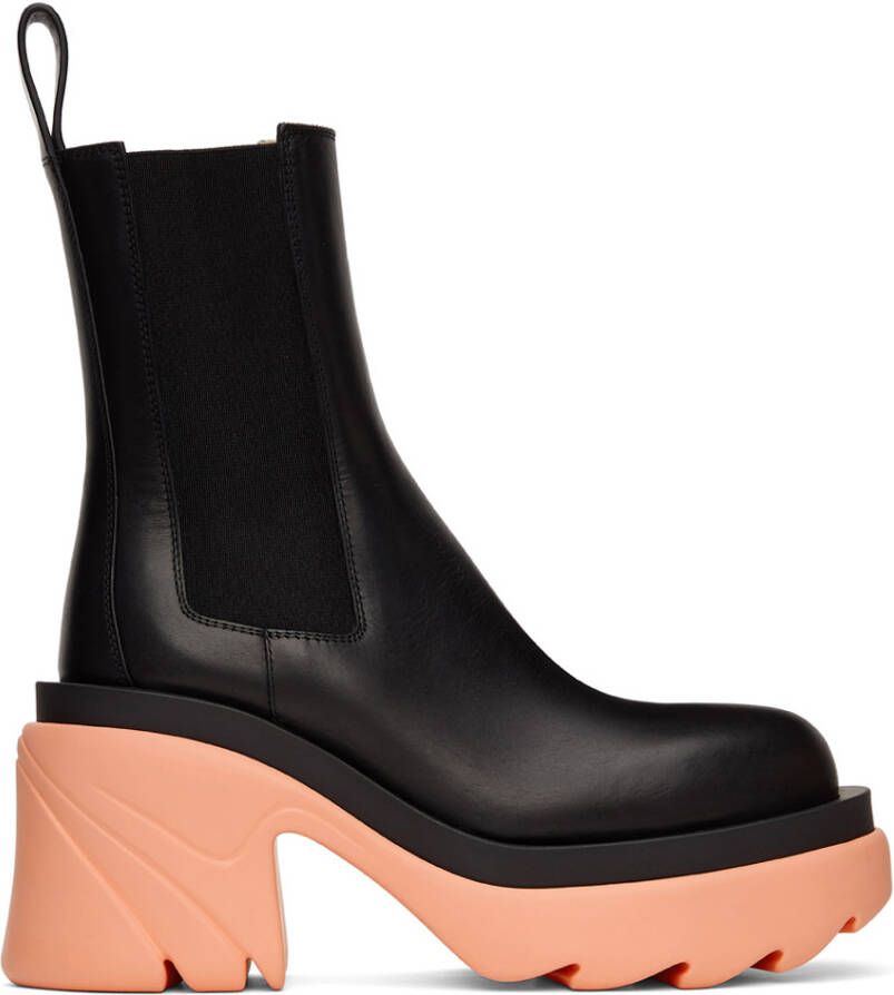 Bottega Veneta Black & Pink Flash Chelsea Boots