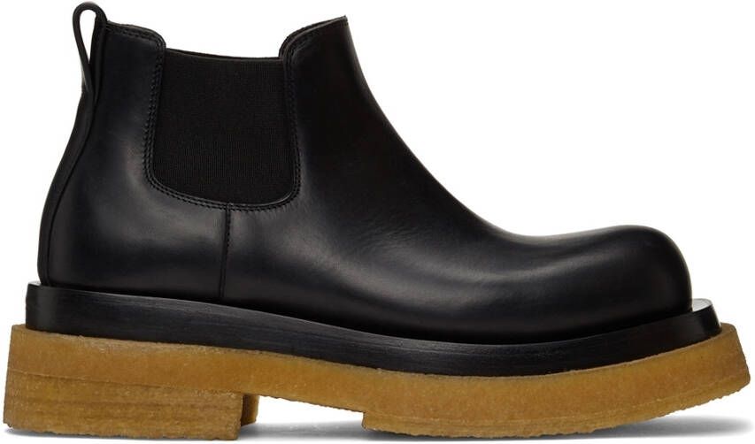 Bottega Veneta Black & Tan Crepe Sole Low Lug Chelsea Boots - Picture 5