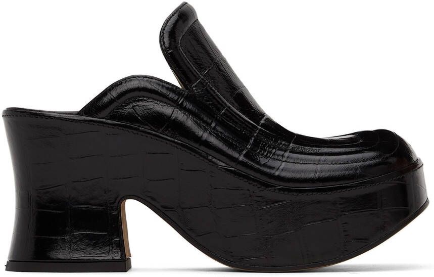 Bottega Veneta Black Croc Wedge Heels - Picture 3
