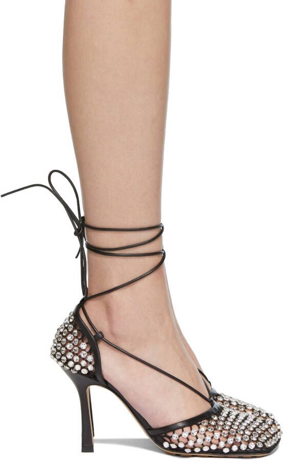 Bottega Veneta Black Crystal Stretch Heels - Picture 5
