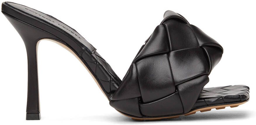 Bottega Veneta Black Intrecciato Lido Heeled Sandals - Picture 5