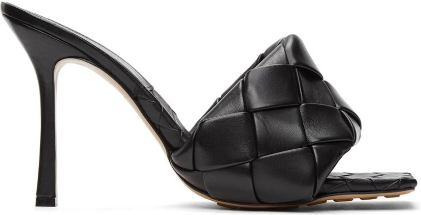 Bottega Veneta Black Intrecciato Lido Heeled Sandals - Picture 5