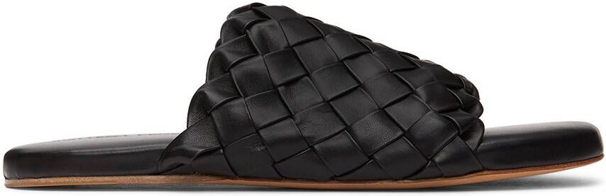 Bottega Veneta Black Intrecciato Slides - Picture 5