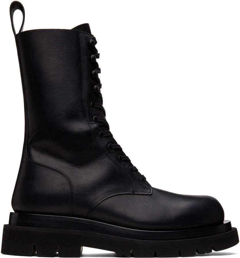 Bottega Veneta Black Lug Lace-Up Boots