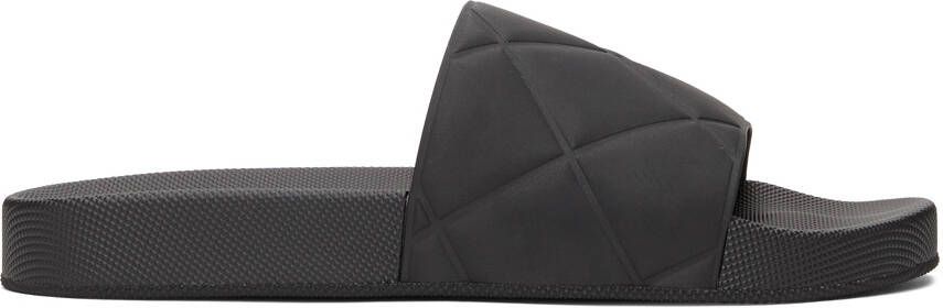 Bottega Veneta Black Rubber Slider Sandals - Picture 4