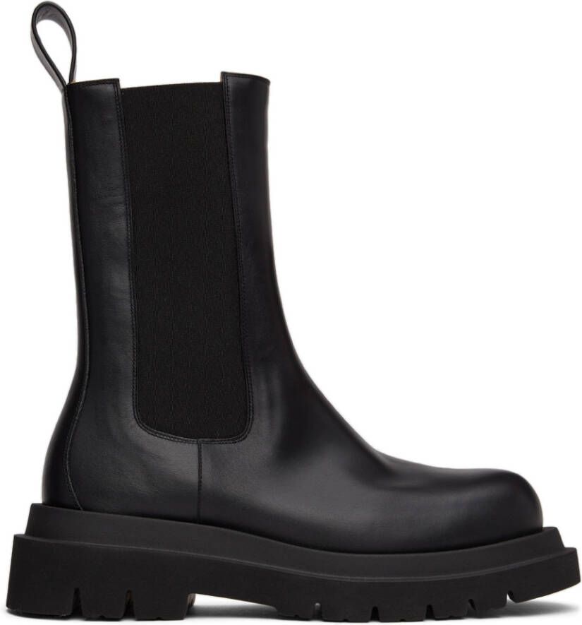 Bottega Veneta Black Shearling Lug Chelsea Boots - Picture 2