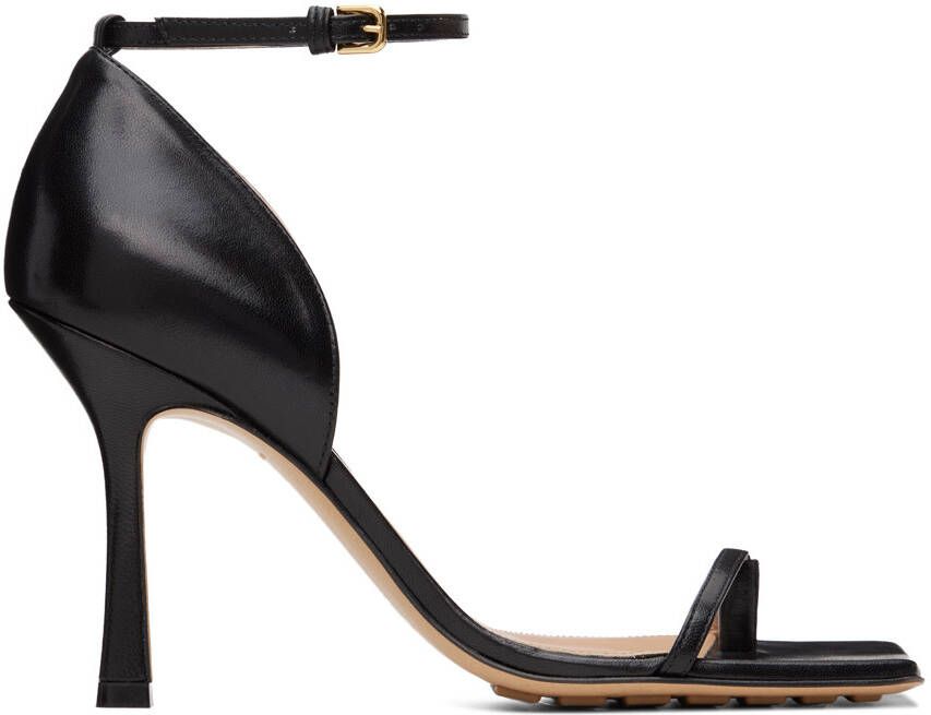 Bottega Veneta Black Stretch Strap Heeled Sandals