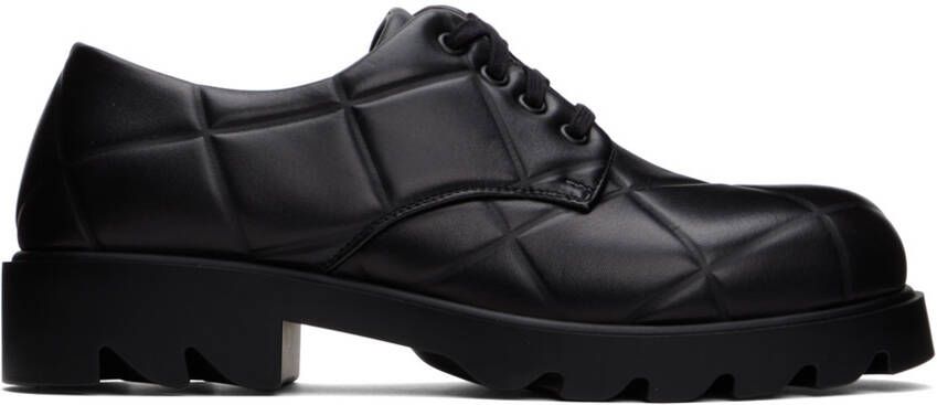 Bottega Veneta Black Strut Grid Derbys