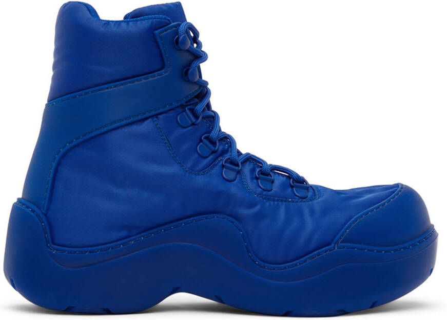 Bottega Veneta Blue Puddle Bomber Lace-Up Boots - Picture 3