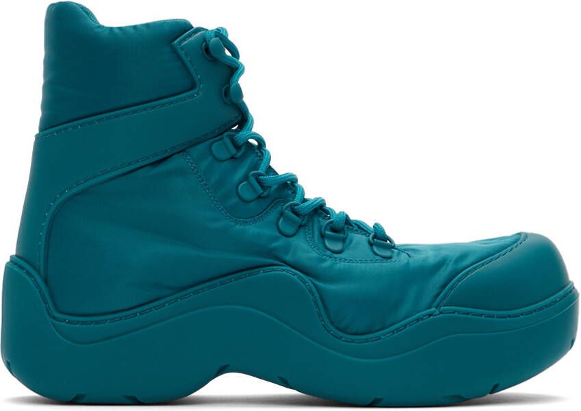 Bottega Veneta Blue Puddle Bomber Lace-Up Boots - Picture 3