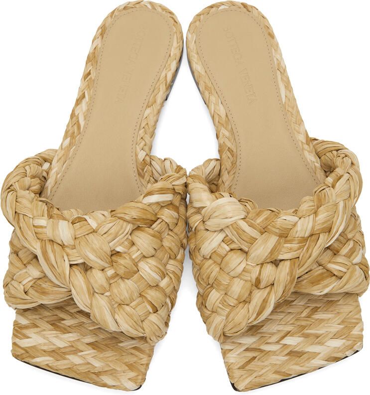 Bottega Veneta Beige Raffia Stretch Flat Sandals
