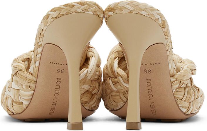 Bottega Veneta Beige Raffia Stretch Heeled Mules - Picture 3