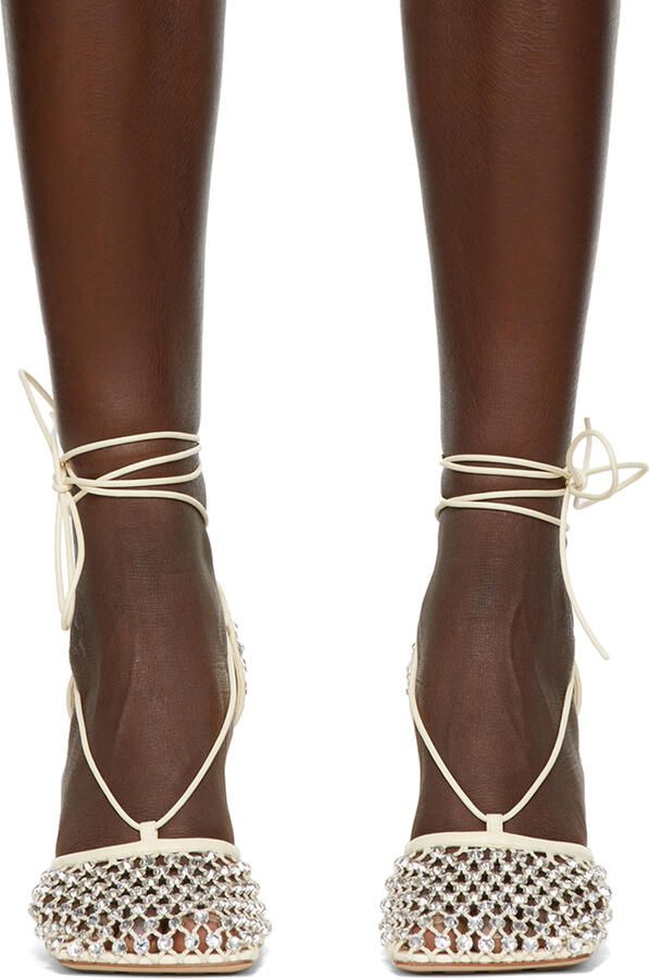 Bottega Veneta Beige Sparkle Stretch Heels - Picture 2