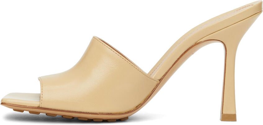 Bottega Veneta Beige Stretch Heeled Mules - Picture 4
