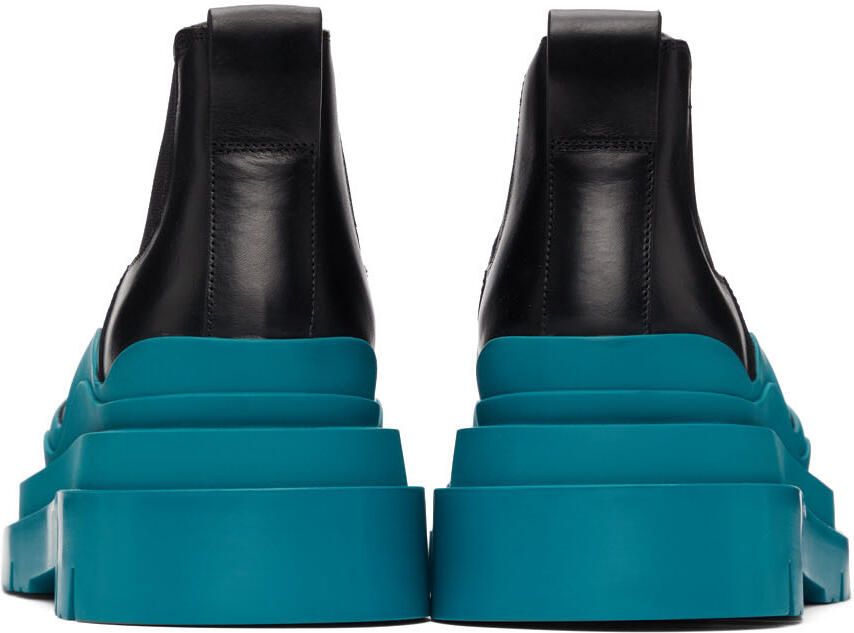 Bottega Veneta Black & Blue Low Tire Chelsea Boots - Picture 2