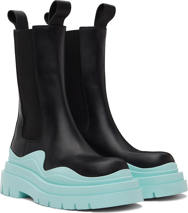 Bottega Veneta Black & Blue Tire Chelsea Boots