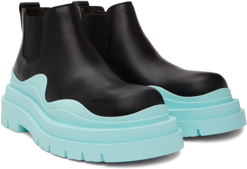 Bottega Veneta Black & Blue Tire Chelsea Boots - Picture 2