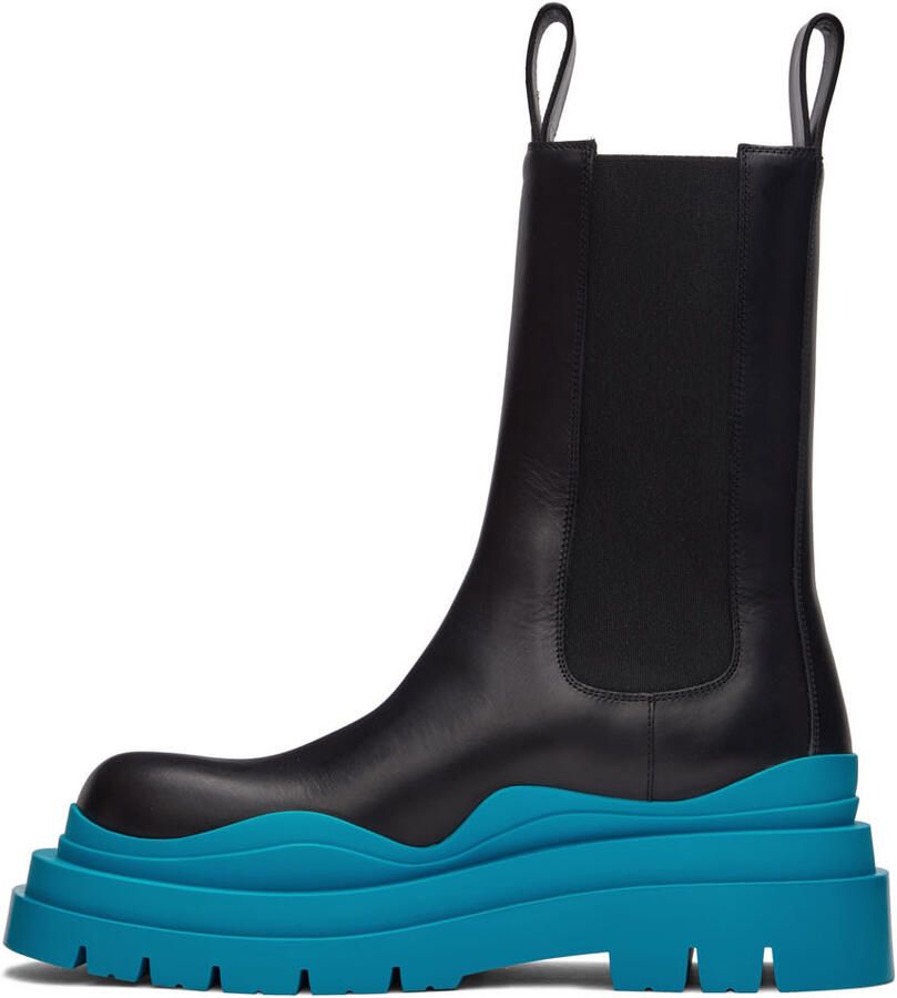 Bottega Veneta Black & Blue Tire Chelsea Boots - Picture 2