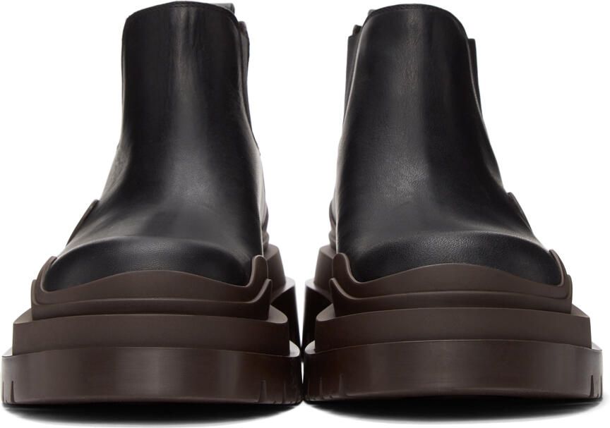 Bottega Veneta Black & Brown Low 'The Tire' Chelsea Boots - Picture 2