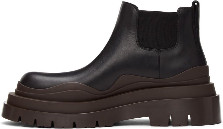 Bottega Veneta Black & Brown Low 'The Tire' Chelsea Boots - Picture 3