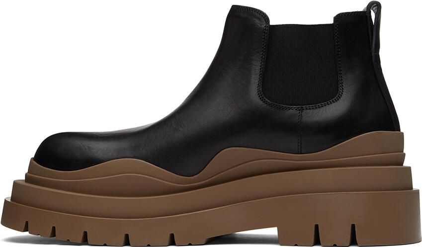 Bottega Veneta Black & Brown Tire Chelsea Boots - Picture 3