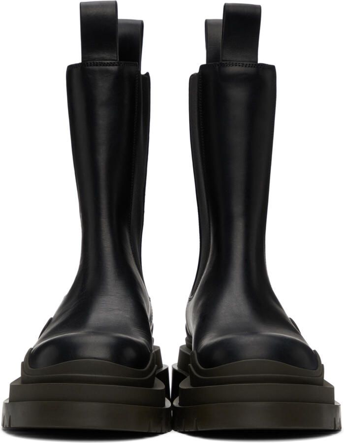 Bottega Veneta Black & Brown Tire Chelsea Boots - Picture 4