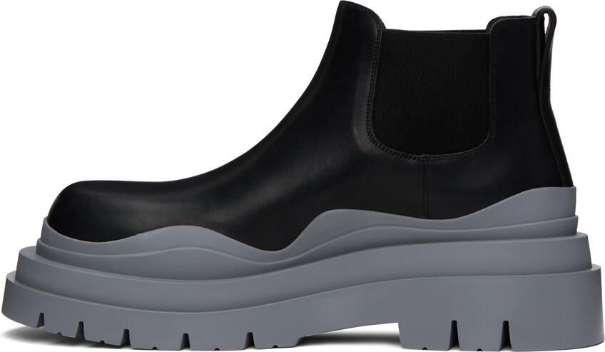 Bottega Veneta Black & Gray Tire Chelsea Boots - Picture 3