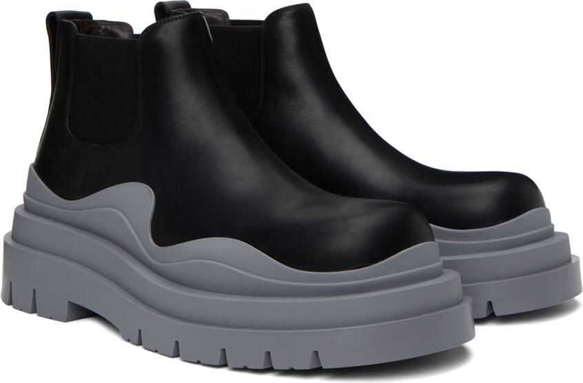 Bottega Veneta Black & Gray Tire Chelsea Boots - Picture 2