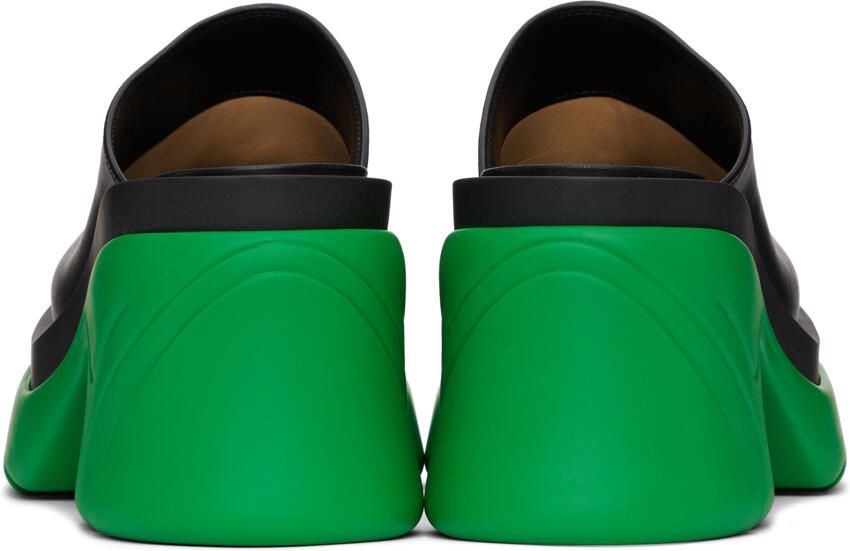 Bottega Veneta Black & Green Flash Mules