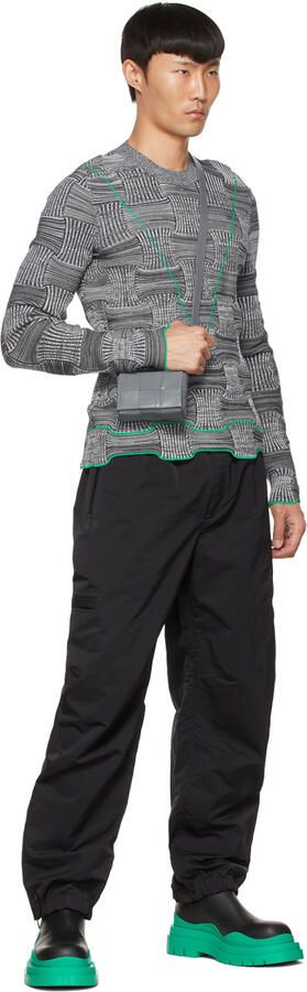 Bottega Veneta Black & Green Tire Chelsea Boots - Picture 4