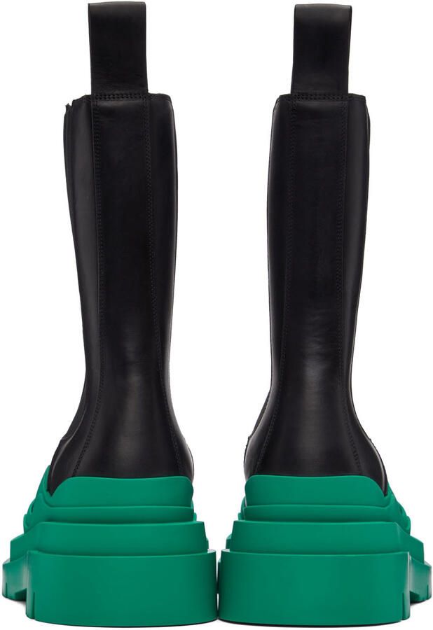Bottega Veneta Black & Green Tire Chelsea Boots - Picture 5