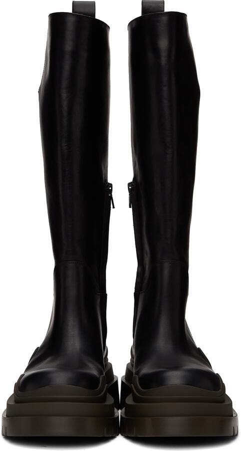 Bottega Veneta Black & Green Tire Tall Boots - Picture 5