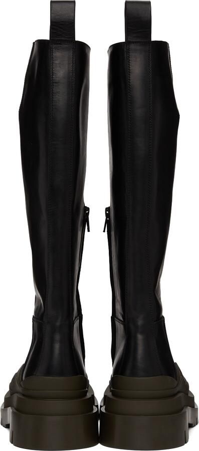 Bottega Veneta Black & Green Tire Tall Boots - Picture 3