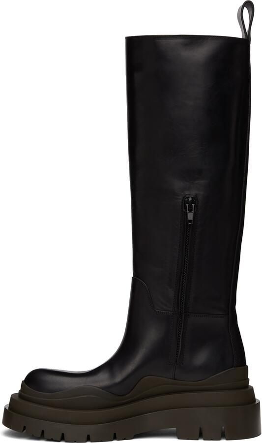 Bottega Veneta Black & Green Tire Tall Boots - Picture 2