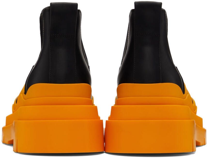 Bottega Veneta Black & Orange Tire Chelsea Boots